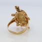 18k TURTLE ring. DIAMOND encrusted Turtle 3D Animated Seaturtle ring.