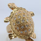 18k TURTLE ring. DIAMOND encrusted Turtle 3D Animated Seaturtle ring.