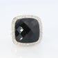 18k Gold ONYX Diamond Halo ring. Checkered French Cut Onyx Dome Halo Ring