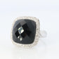 18k Gold ONYX Diamond Halo ring. Checkered French Cut Onyx Dome Halo Ring