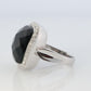 18k Gold ONYX Diamond Halo ring. Checkered French Cut Onyx Dome Halo Ring