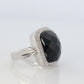 18k Gold ONYX Diamond Halo ring. Checkered French Cut Onyx Dome Halo Ring