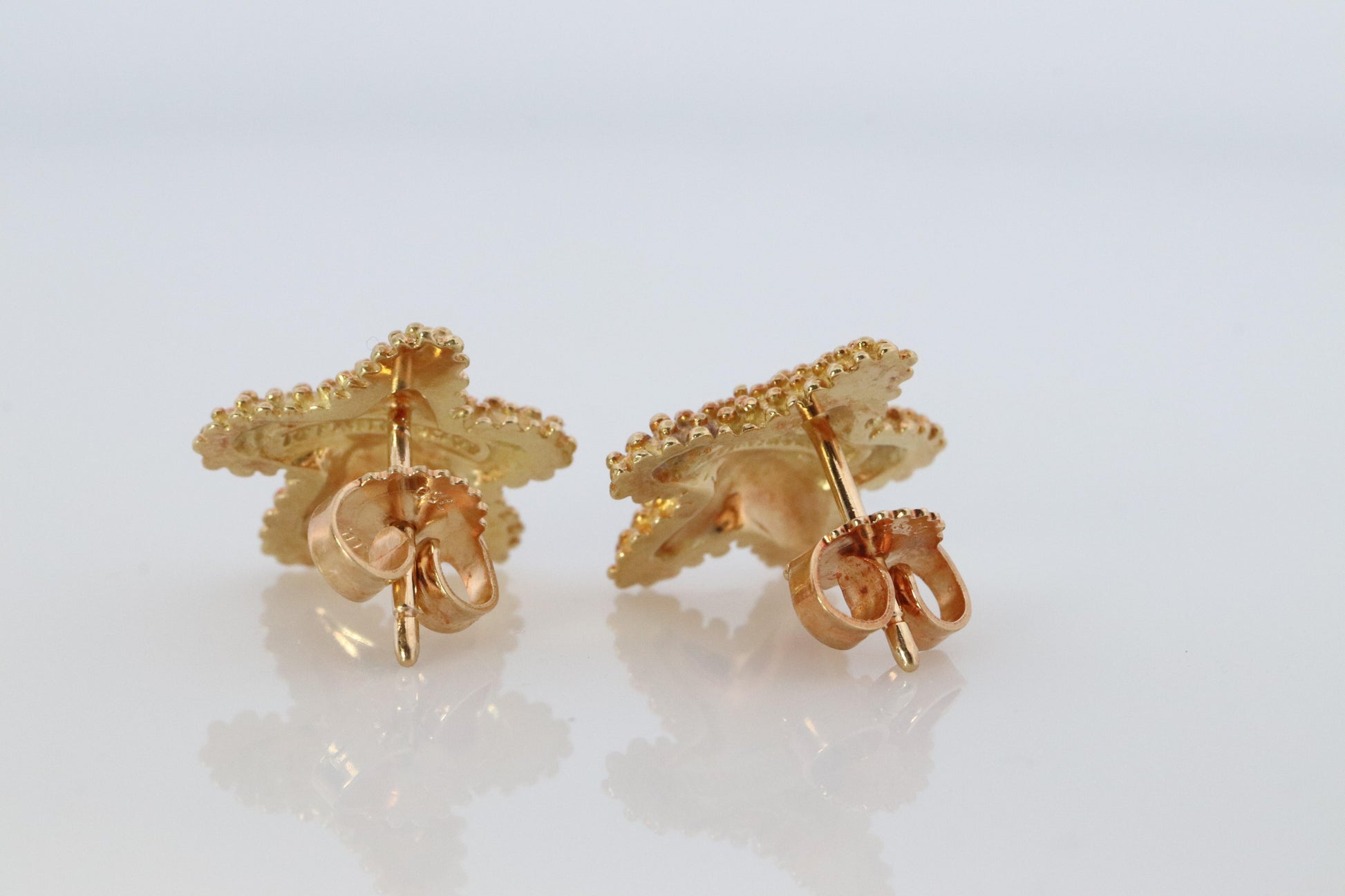 Tiffany & Co 18k Gold Star Earrings. Starfish Spiky Tiffany Stud Earrings