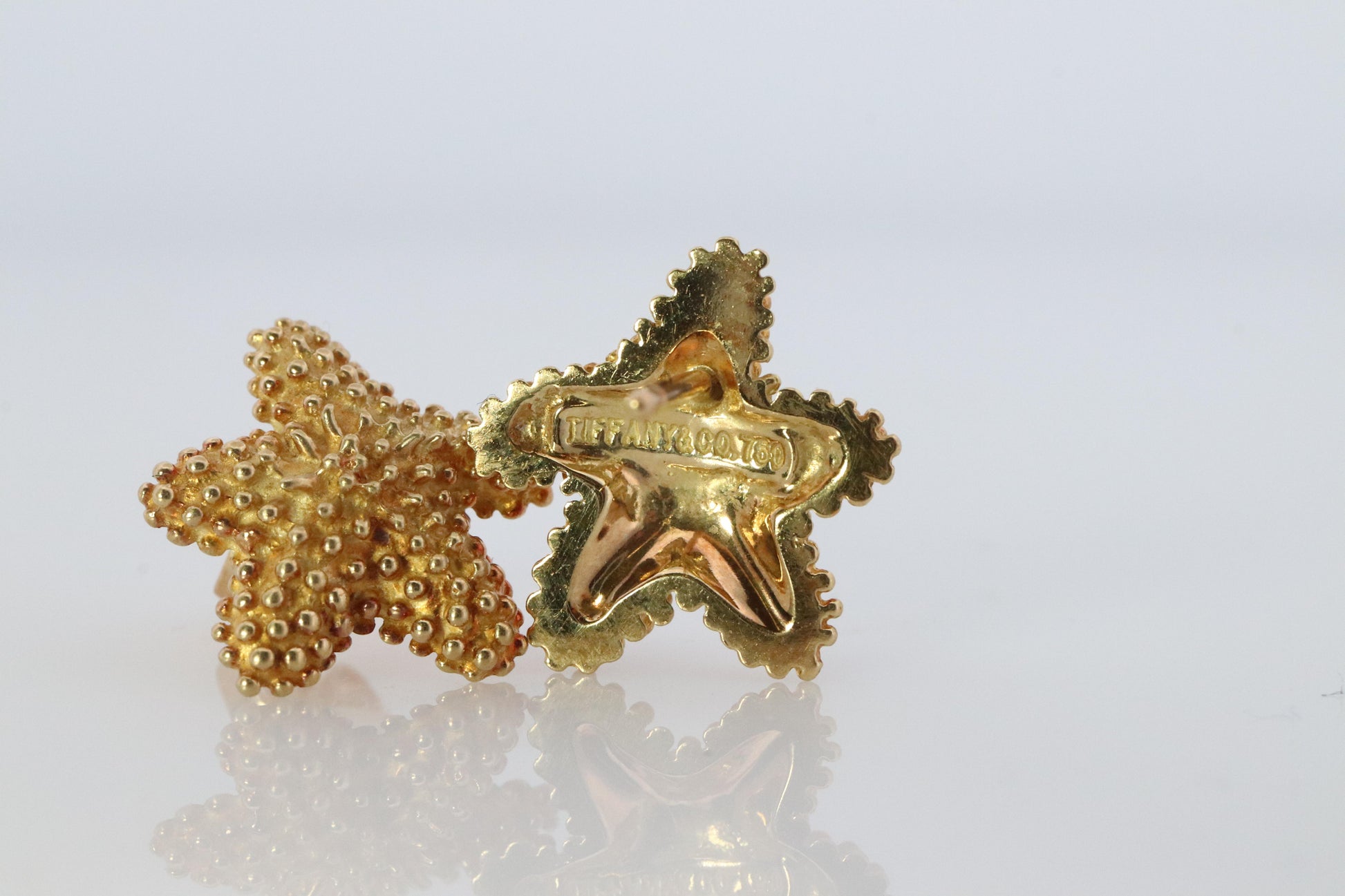 Tiffany & Co 18k Gold Star Earrings. Starfish Spiky Tiffany Stud Earrings