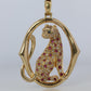 18k Panther Leopard Jaguar Cheetah Ruby Pendant. Encrusted Rubies and Diamonds.
