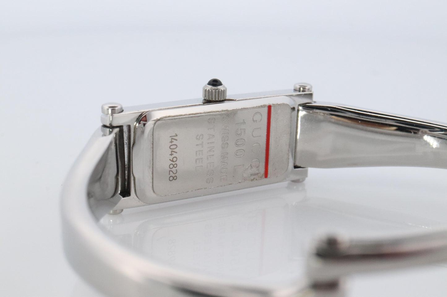 Vintage GUCCI 1500L Quartz Wrist Watch. Gucci Silver MOP Diamond Bangle Watch