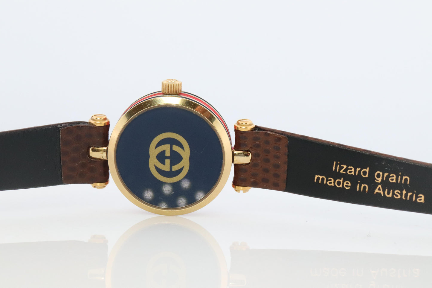 Vintage GUCCI Shelly Line Leather Watch Timepiece. 2000L Gucci Lane Blue and Red