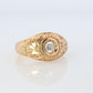 18k Round Genuine Diamond Solitaire Ring. Ornate Engraved Bezel Gypsy Shank.
