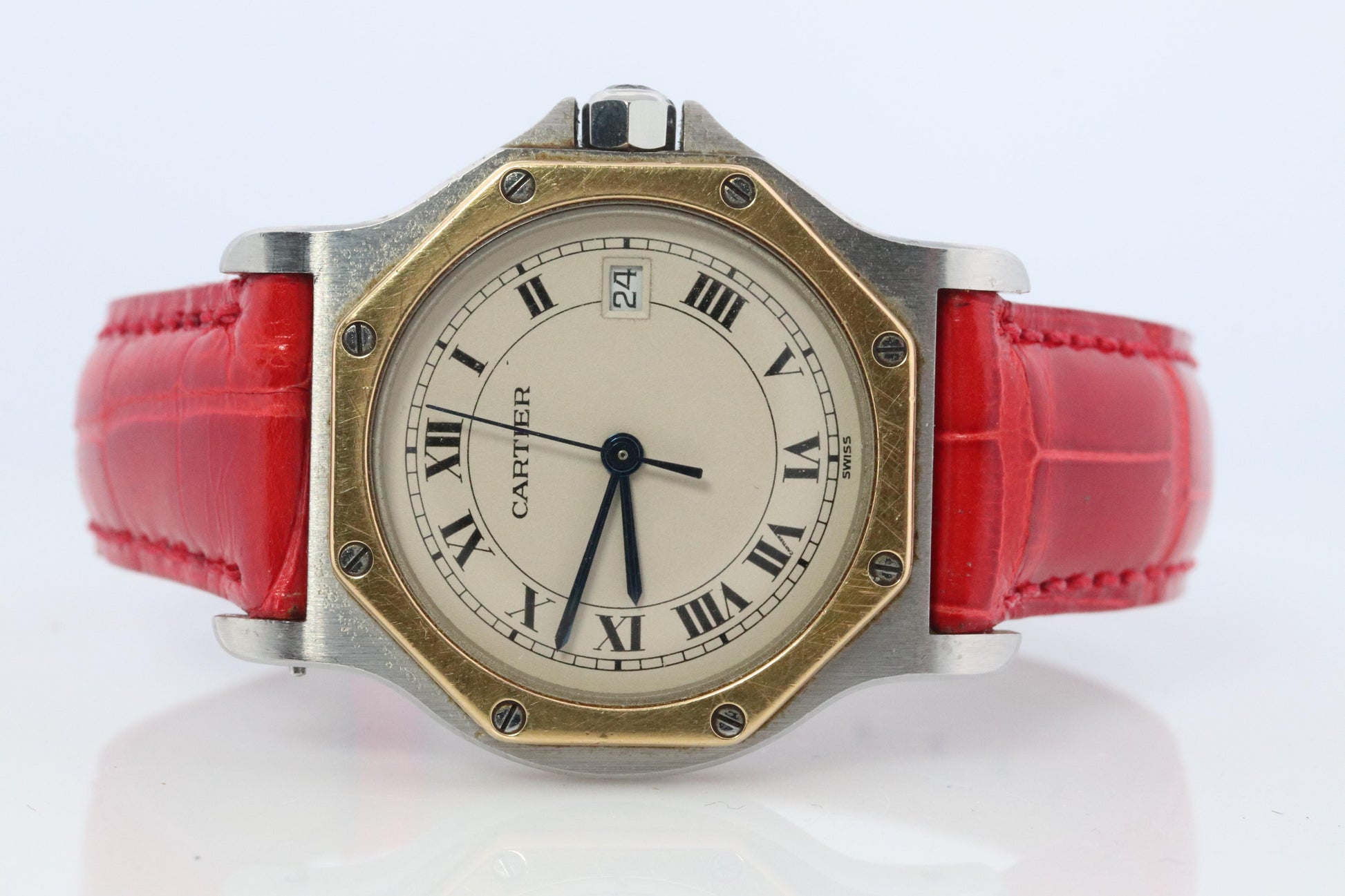 Vintage Cartier Santos Watch. Santos de Cartier Octo 187902 Sterling and 18k