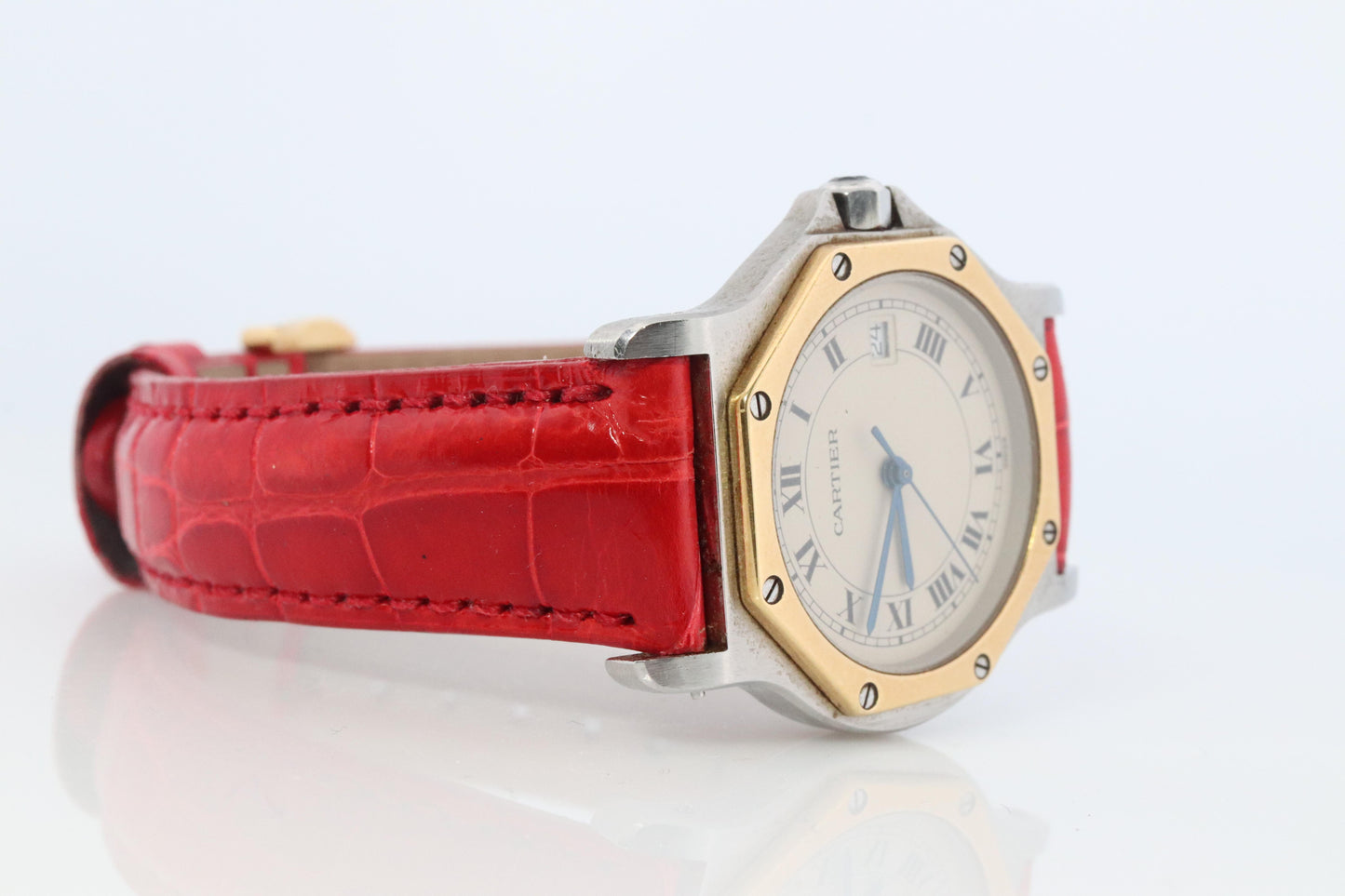 Vintage Cartier Santos Watch. Santos de Cartier Octo 187902 Sterling and 18k