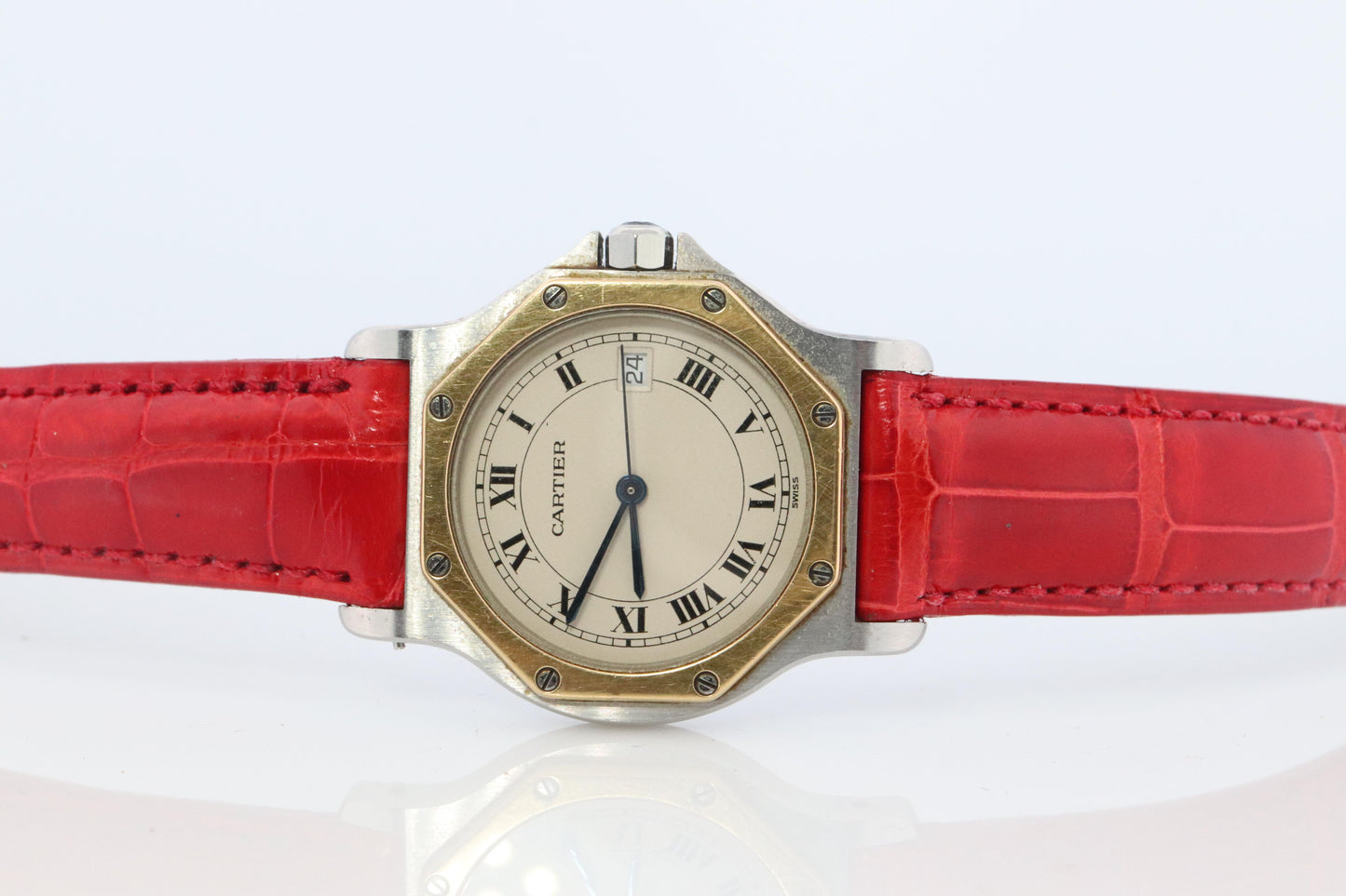 Vintage Cartier Santos Watch. Santos de Cartier Octo 187902 Sterling and 18k