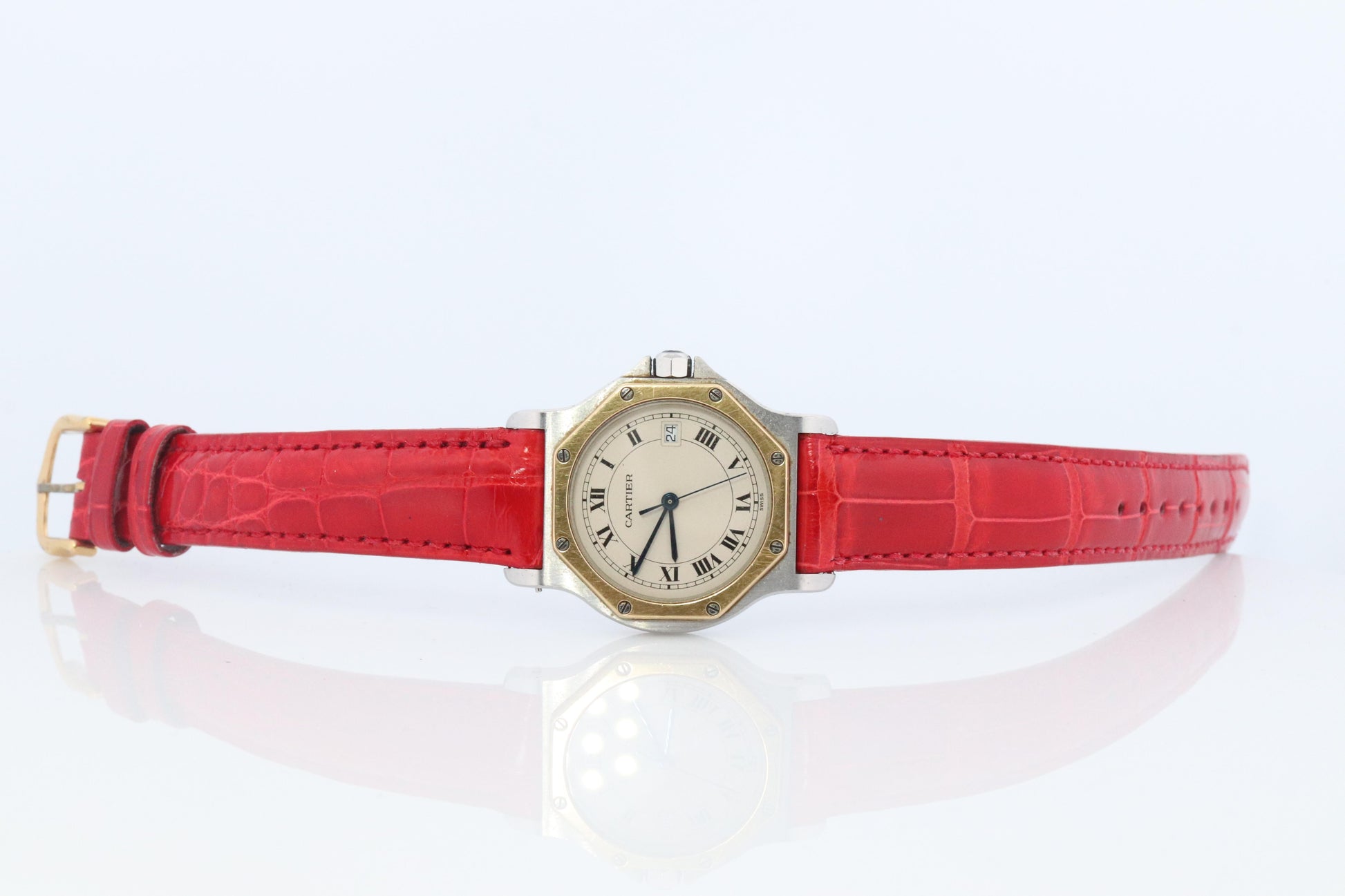 Vintage Cartier Santos Watch. Santos de Cartier Octo 187902 Sterling and 18k