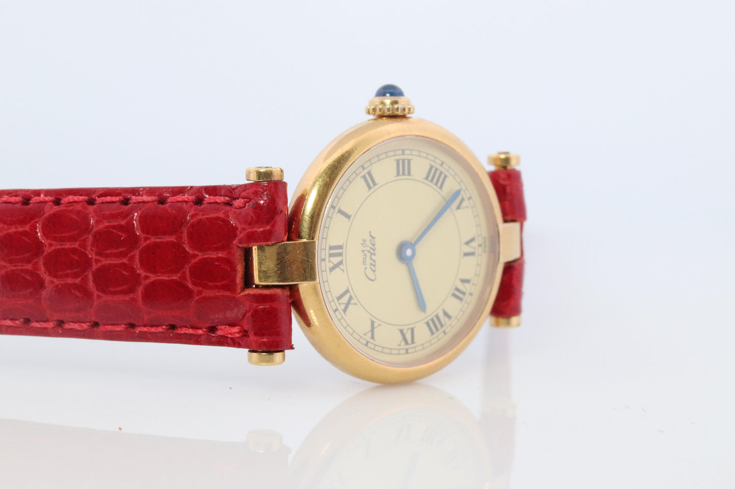 Genuine Cartier Watch. Must de Cartier Vendome Round Argent Vermeil White Face