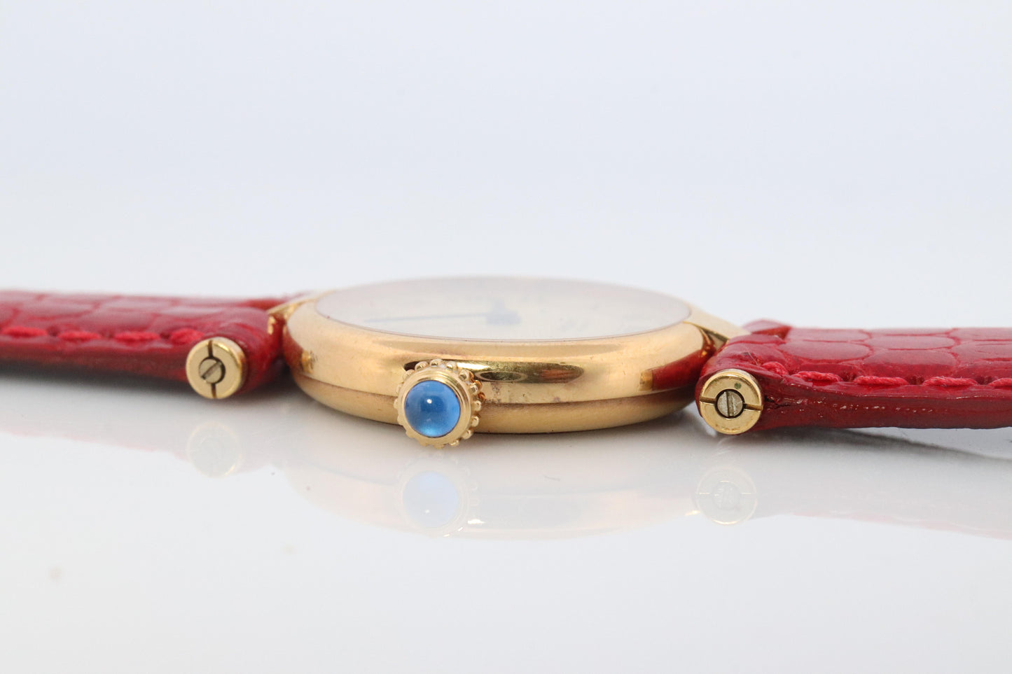 Genuine Cartier Watch. Must de Cartier Vendome Round Argent Vermeil White Face