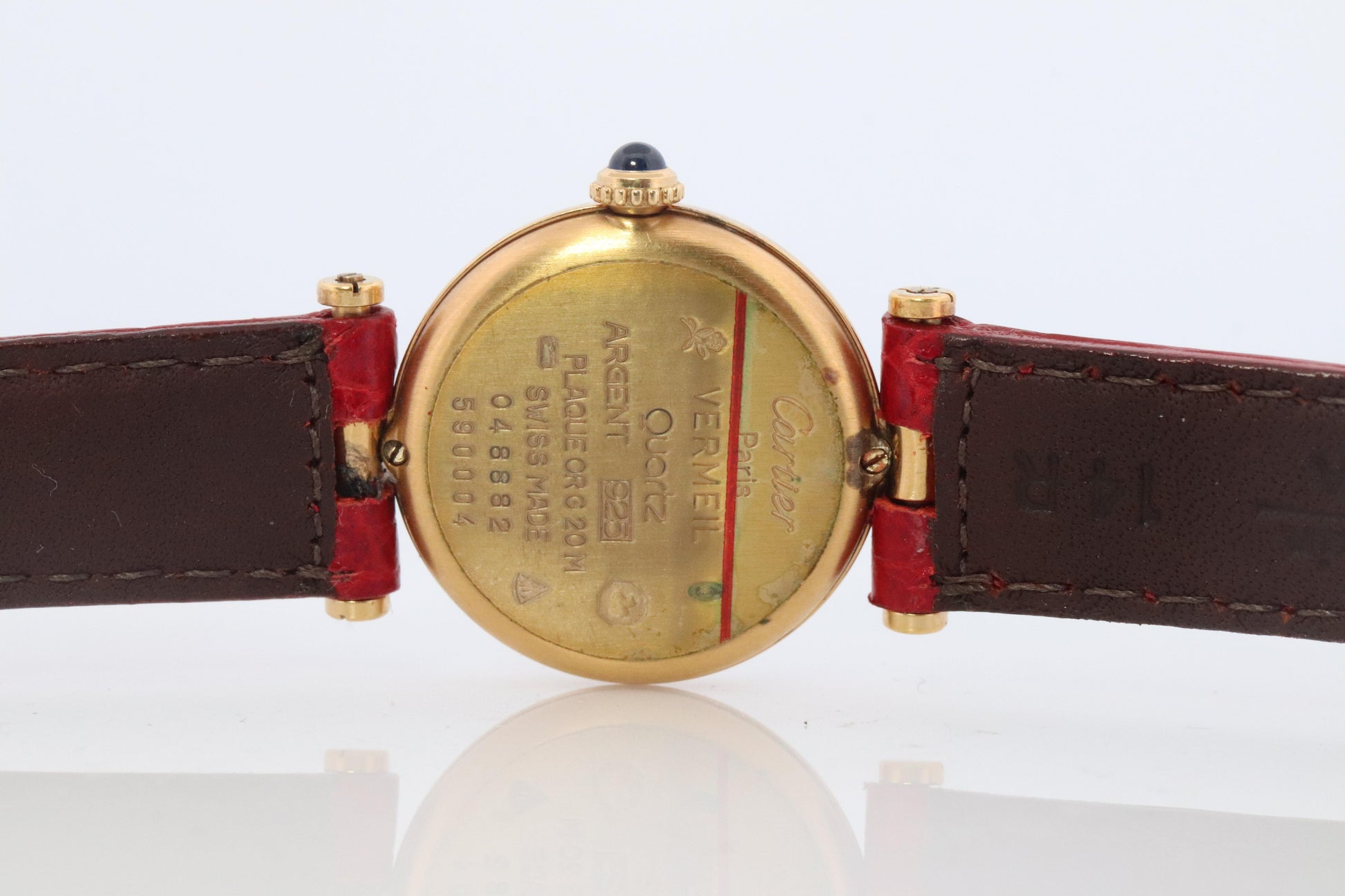 Genuine Cartier Watch. Must de Cartier Vendome Round Argent Vermeil White Face