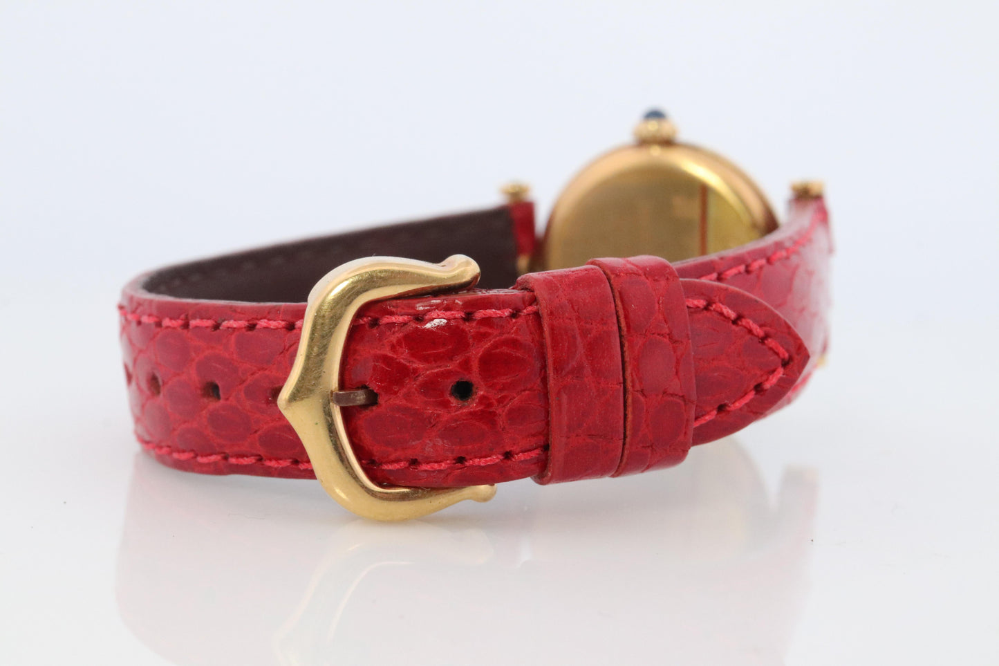 Genuine Cartier Watch. Must de Cartier Vendome Round Argent Vermeil White Face