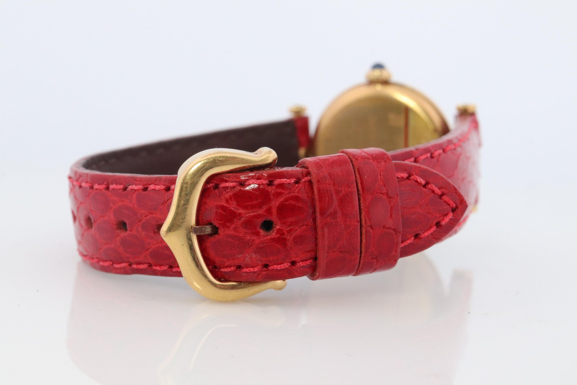 Genuine Cartier Watch. Must de Cartier Vendome Round Argent Vermeil White Face
