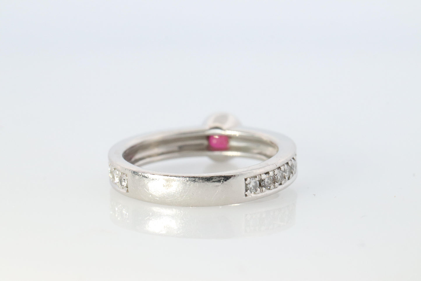 Ruby Diamond Solitaire ring. Platinum PT900 Genuine Ruby Diamond Eternity band.
