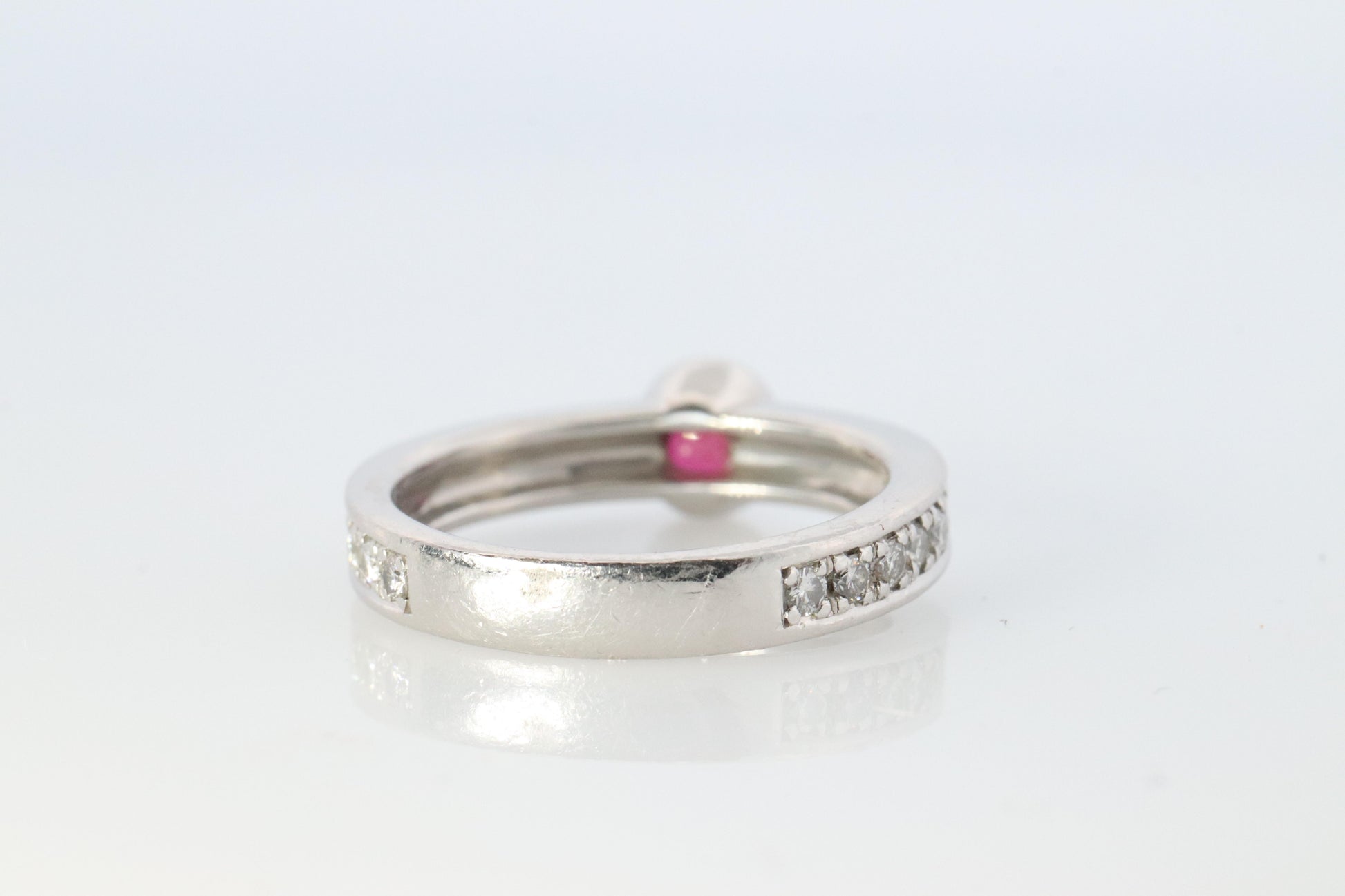 Ruby Diamond Solitaire ring. Platinum PT900 Genuine Ruby Diamond Eternity band.