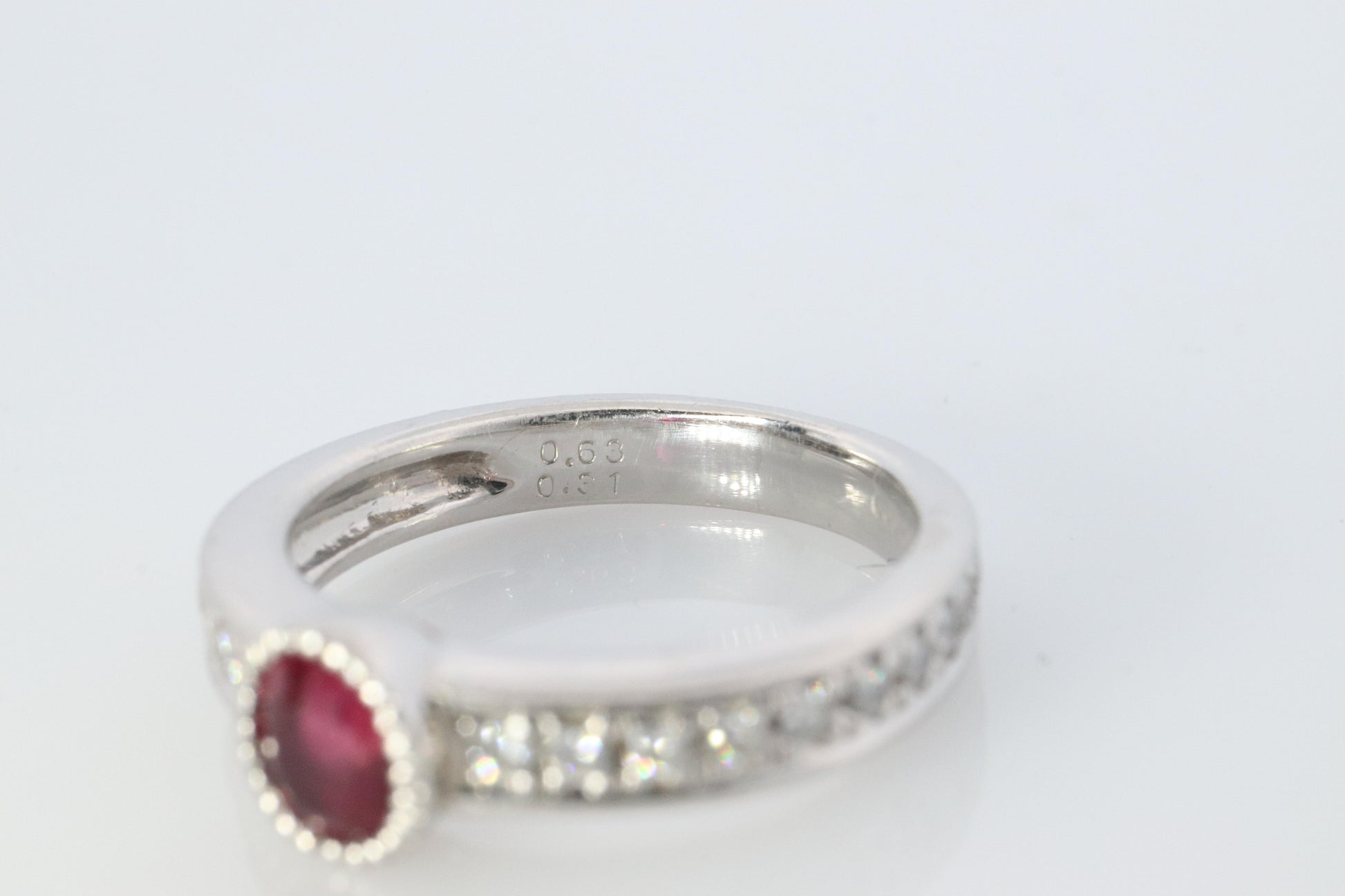 Ruby Diamond Solitaire ring. Platinum PT900 Genuine Ruby Diamond Eternity band.
