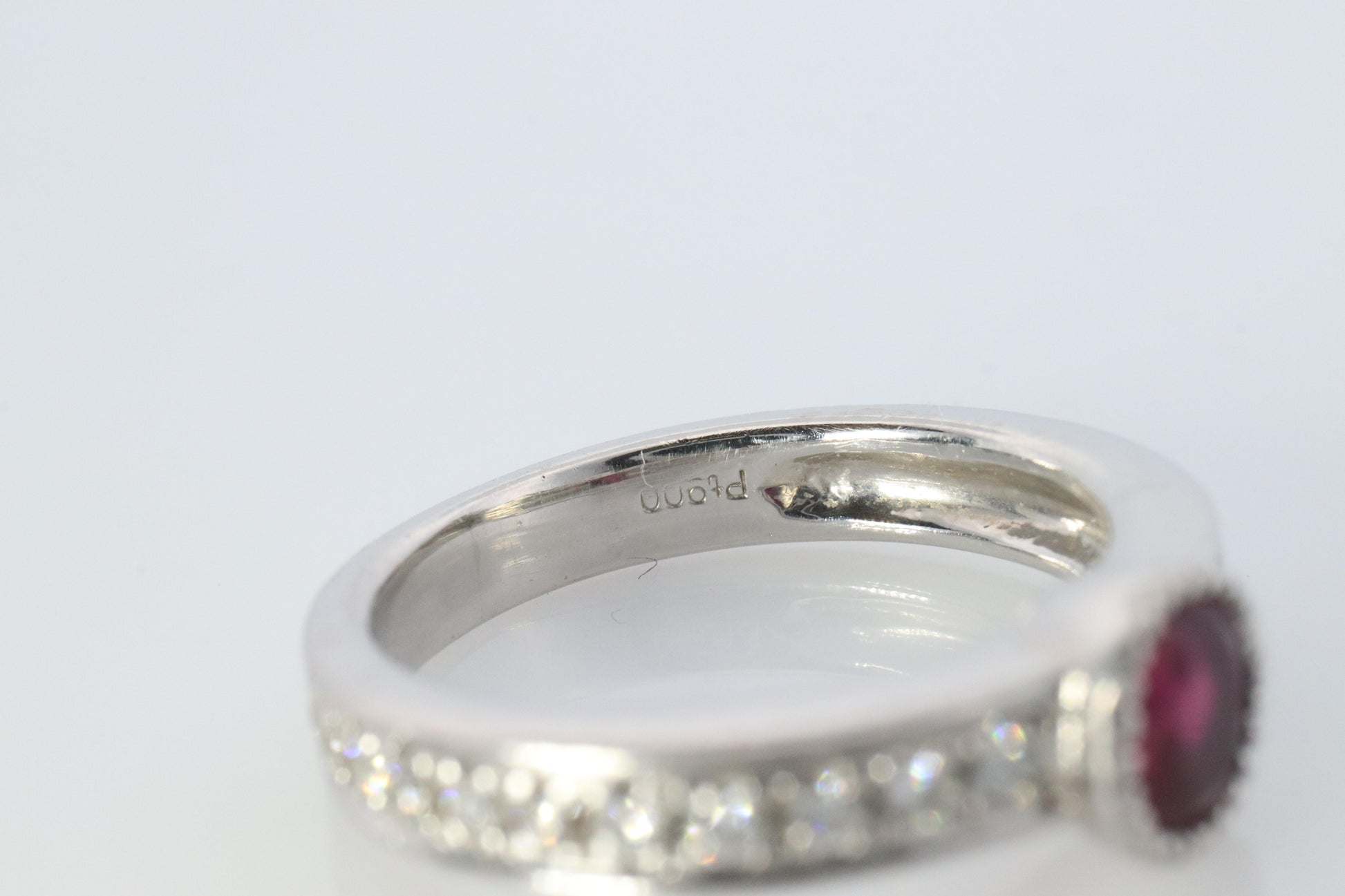 Ruby Diamond Solitaire ring. Platinum PT900 Genuine Ruby Diamond Eternity band.
