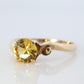10k Round Sapphire YELLOW Sapphire ring. YELLOW SAPPHIRE solitaire ring.