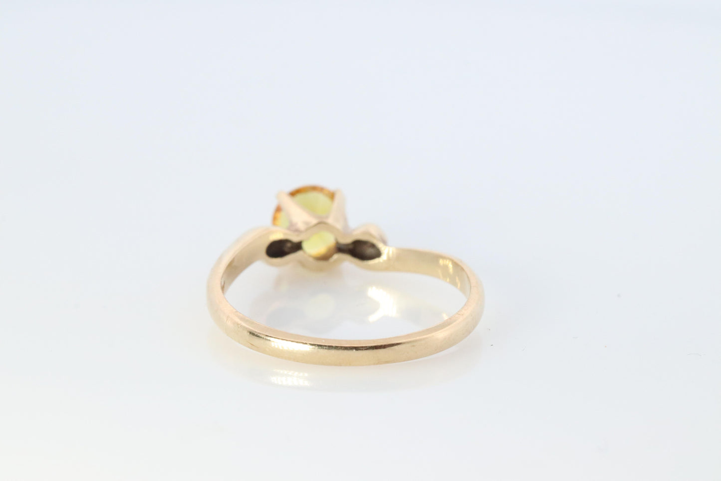 10k Round Sapphire YELLOW Sapphire ring. YELLOW SAPPHIRE solitaire ring.
