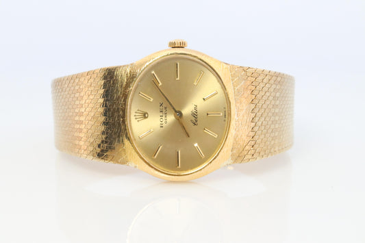 Genuine 18k Rolex Watch. ROLEX Cellini 3802 Mechanical Windup. Milanese bracelet