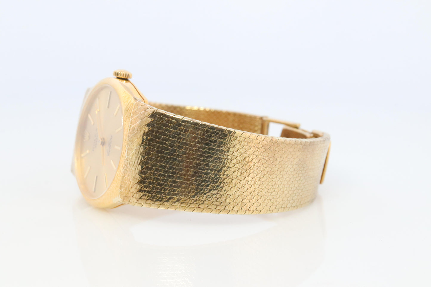 Genuine 18k Rolex Watch. ROLEX Cellini 3802 Mechanical Windup. Milanese bracelet