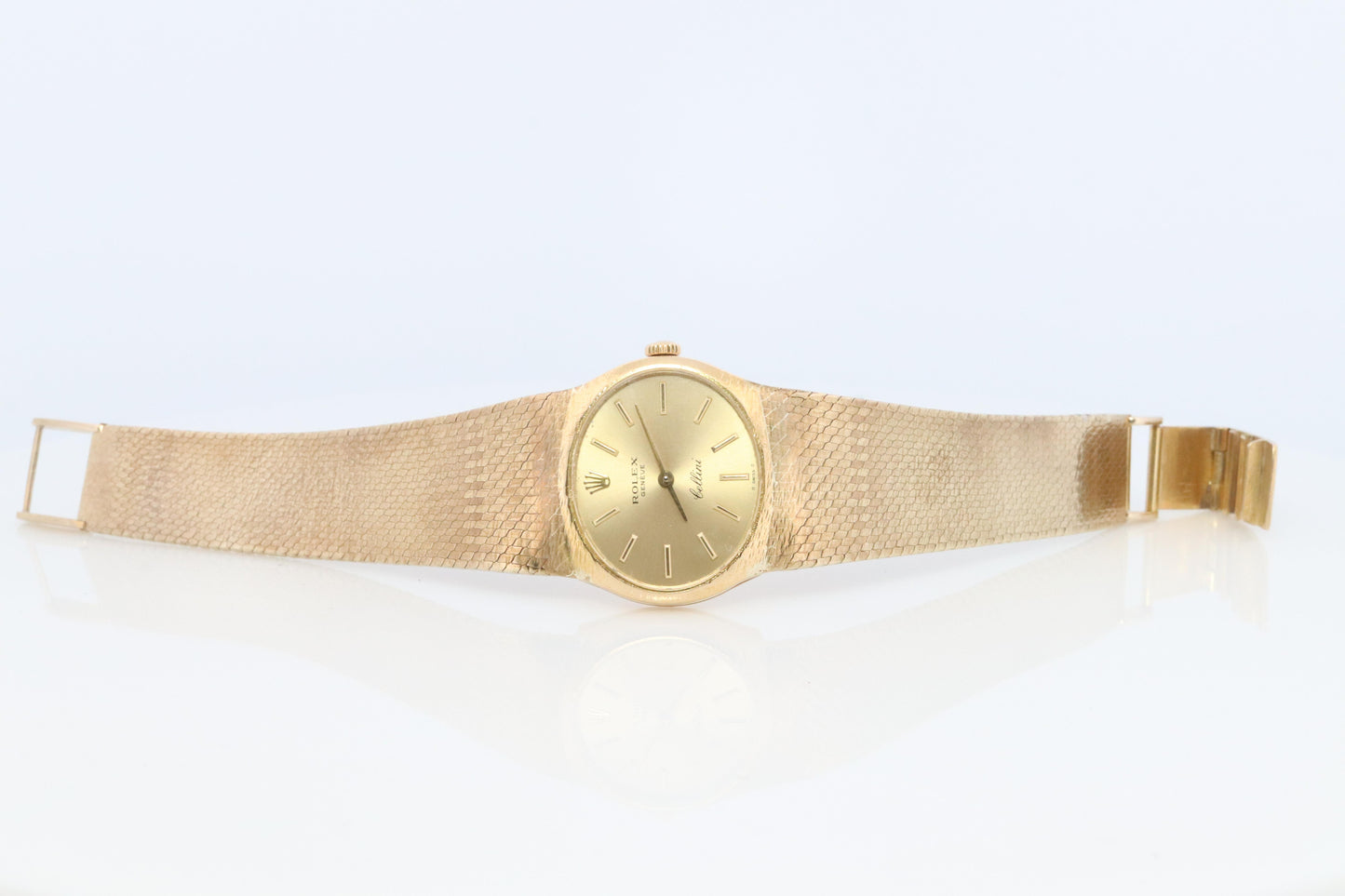 Genuine 18k Rolex Watch. ROLEX Cellini 3802 Mechanical Windup. Milanese bracelet