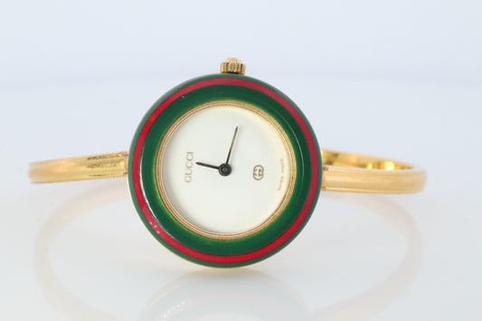 Vintage GUCCI Quartz 1100L Watch Color Bezels Gucci Ladies Bangle wristwatch