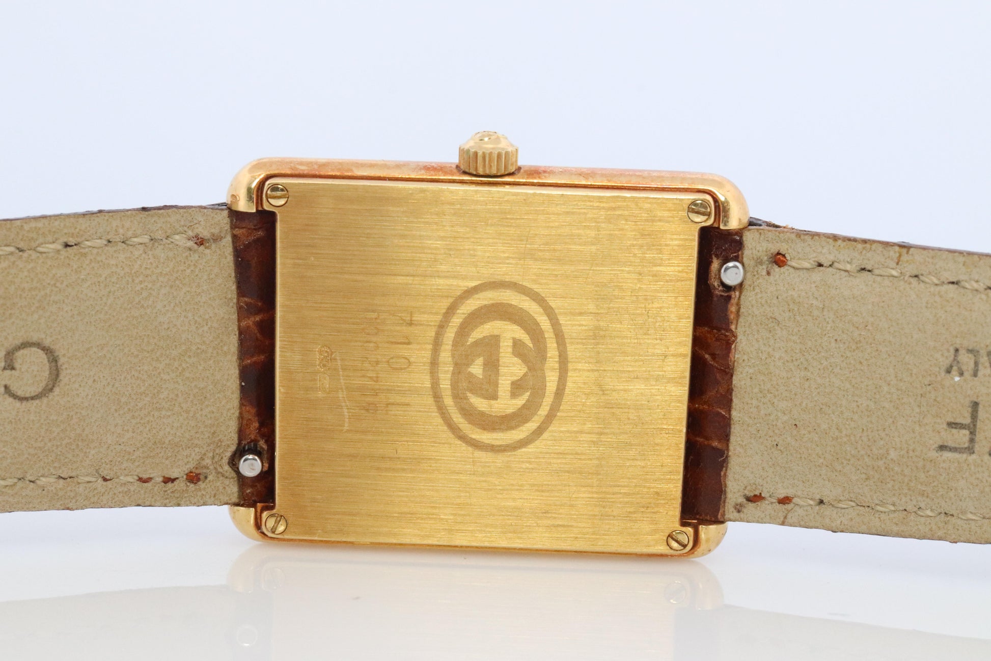 Vintage 18k Gucci Tank Watch. 18k Yellow Gold Gucci 710L Wrist Watch.