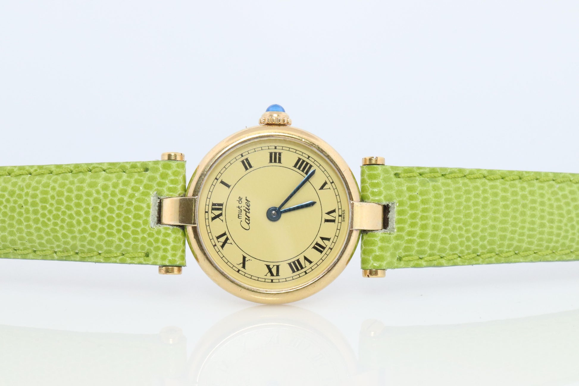 Genuine Cartier Watch. Must de Cartier Vendome Round Argent Vermeil White Face