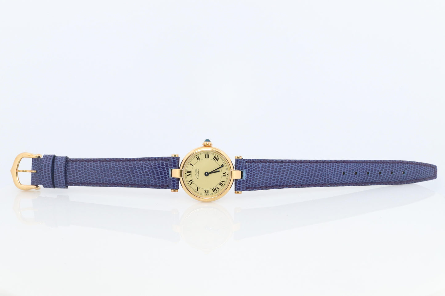 Genuine Cartier Watch. Must de Cartier Vendome Round Argent Vermeil White Face