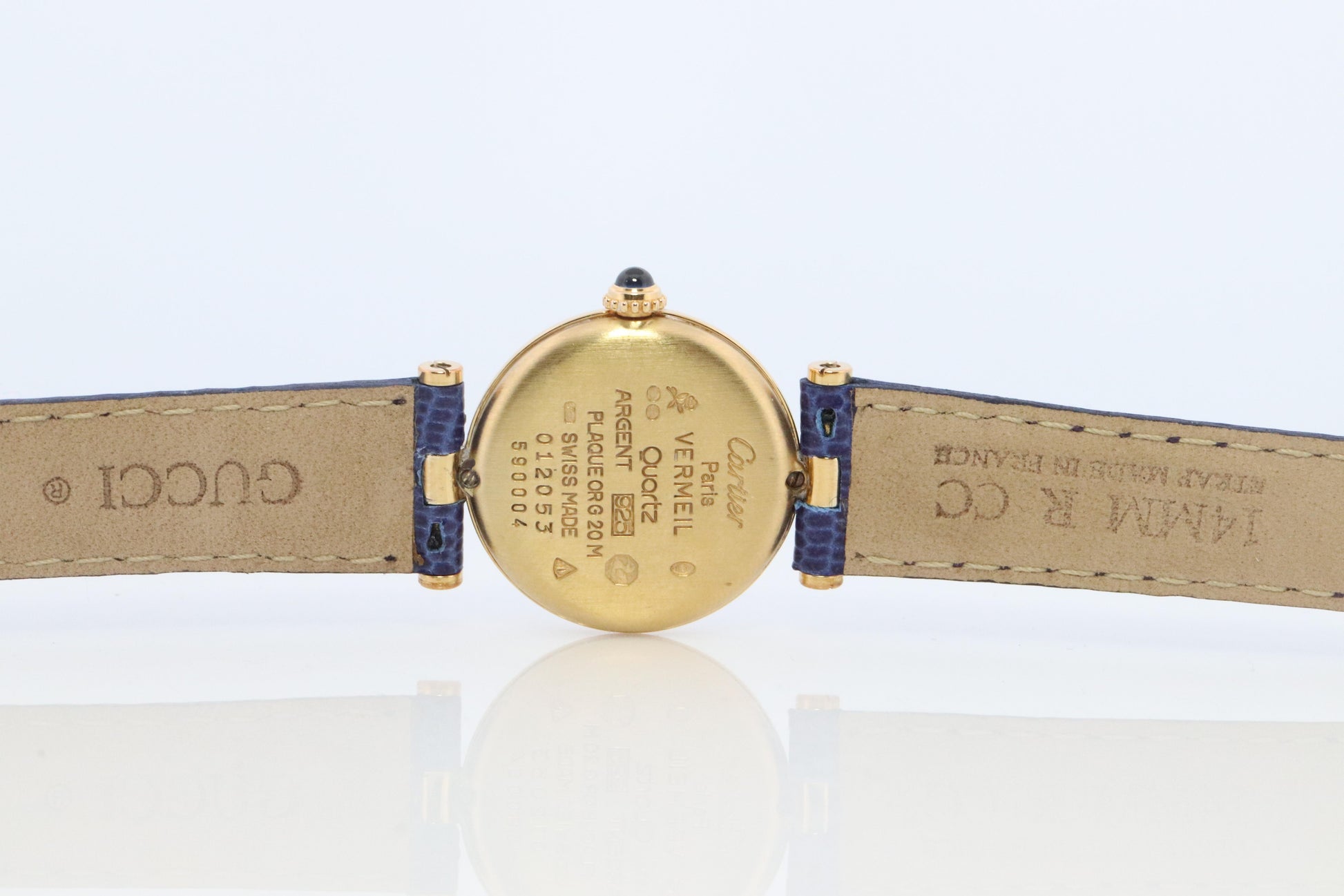 Genuine Cartier Watch. Must de Cartier Vendome Round Argent Vermeil White Face