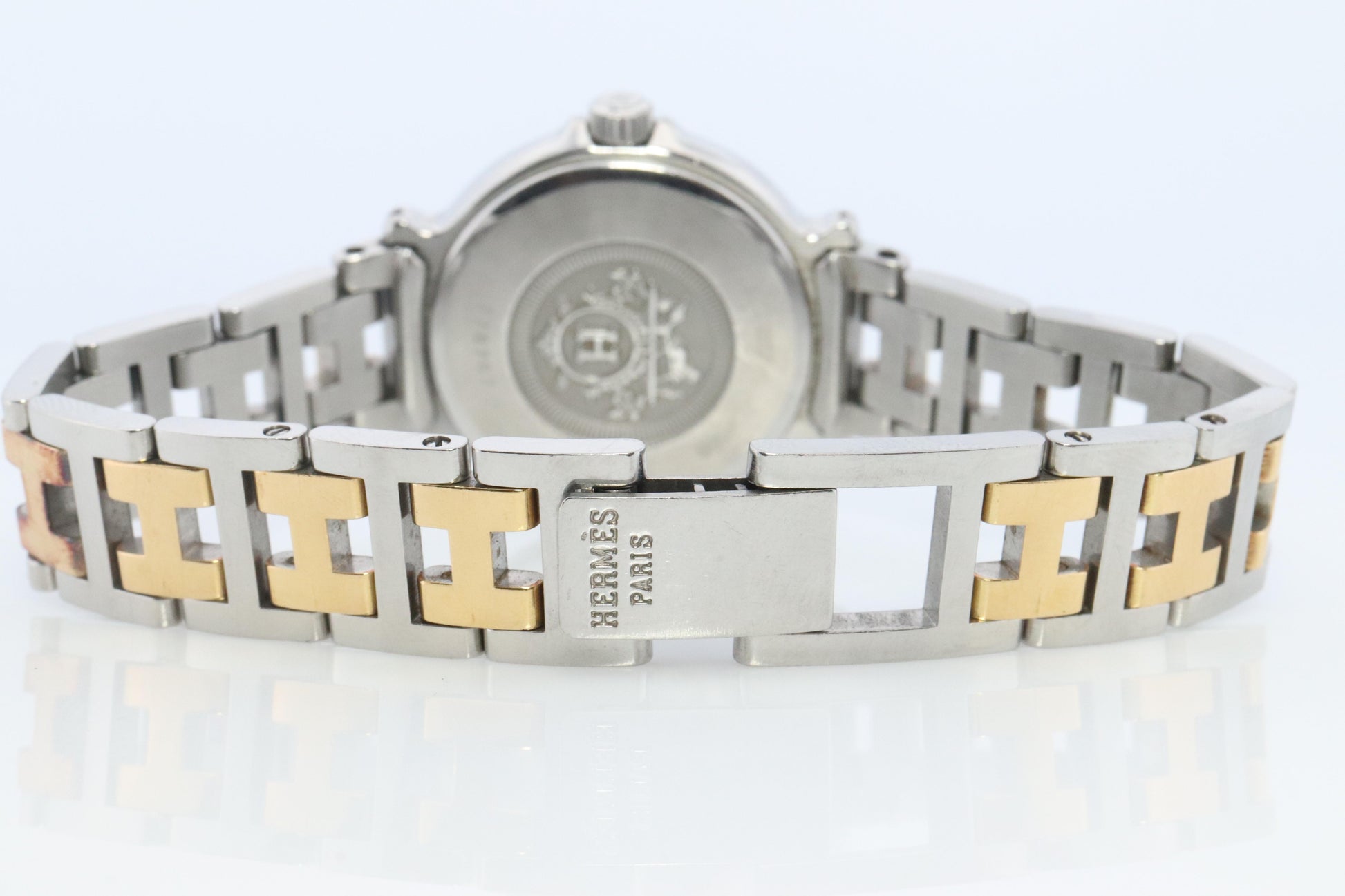 Genuine HERMES METEORE SS 28mm Round Quartz Watch White Dial