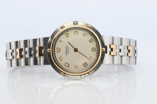 Genuine HERMES Olympia SS 30mm Round Quartz Wrist Watch