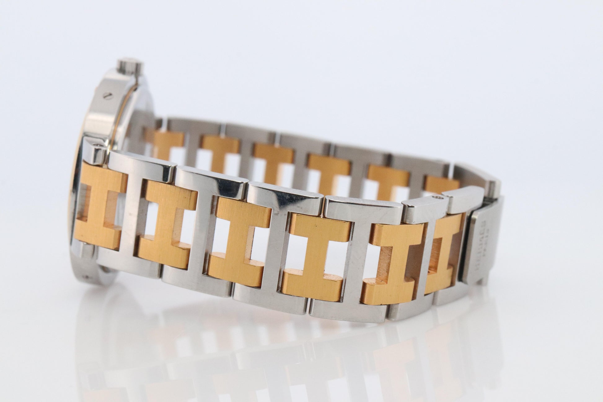 Genuine HERMES Stainless Steel 30mm Round Clipper Quartz Watch White.