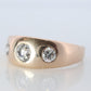 Antique 14k Triple Diamond signet ring. Gypsy Diamond bezel set into Signet band