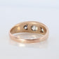 Antique 14k Triple Diamond signet ring. Gypsy Diamond bezel set into Signet band