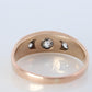 Antique 14k Triple Diamond signet ring. Gypsy Diamond bezel set into Signet band