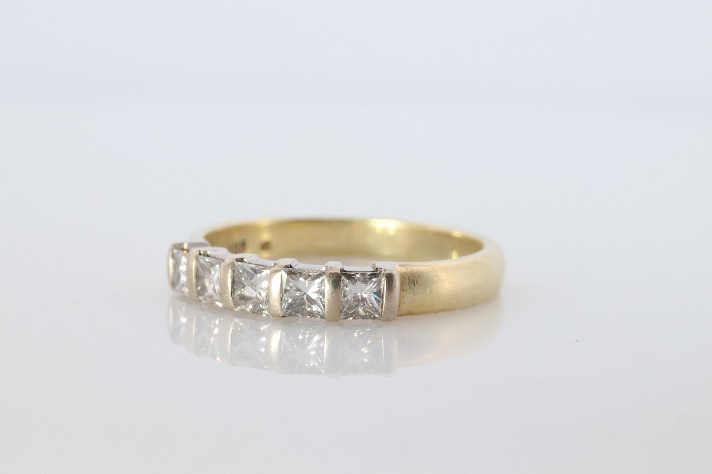 18K YG Princess Cut Diamond Anniversary Band. 18K Diamond Eternity Wedding Band