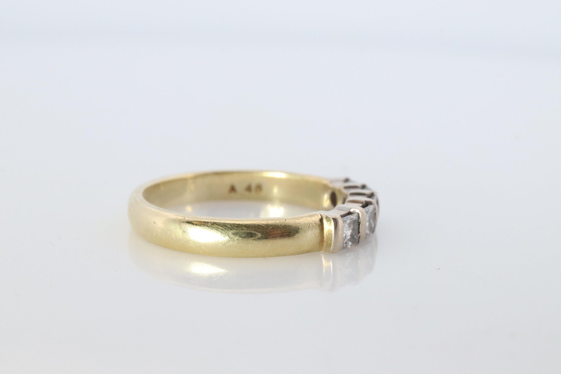 18K YG Princess Cut Diamond Anniversary Band. 18K Diamond Eternity Wedding Band
