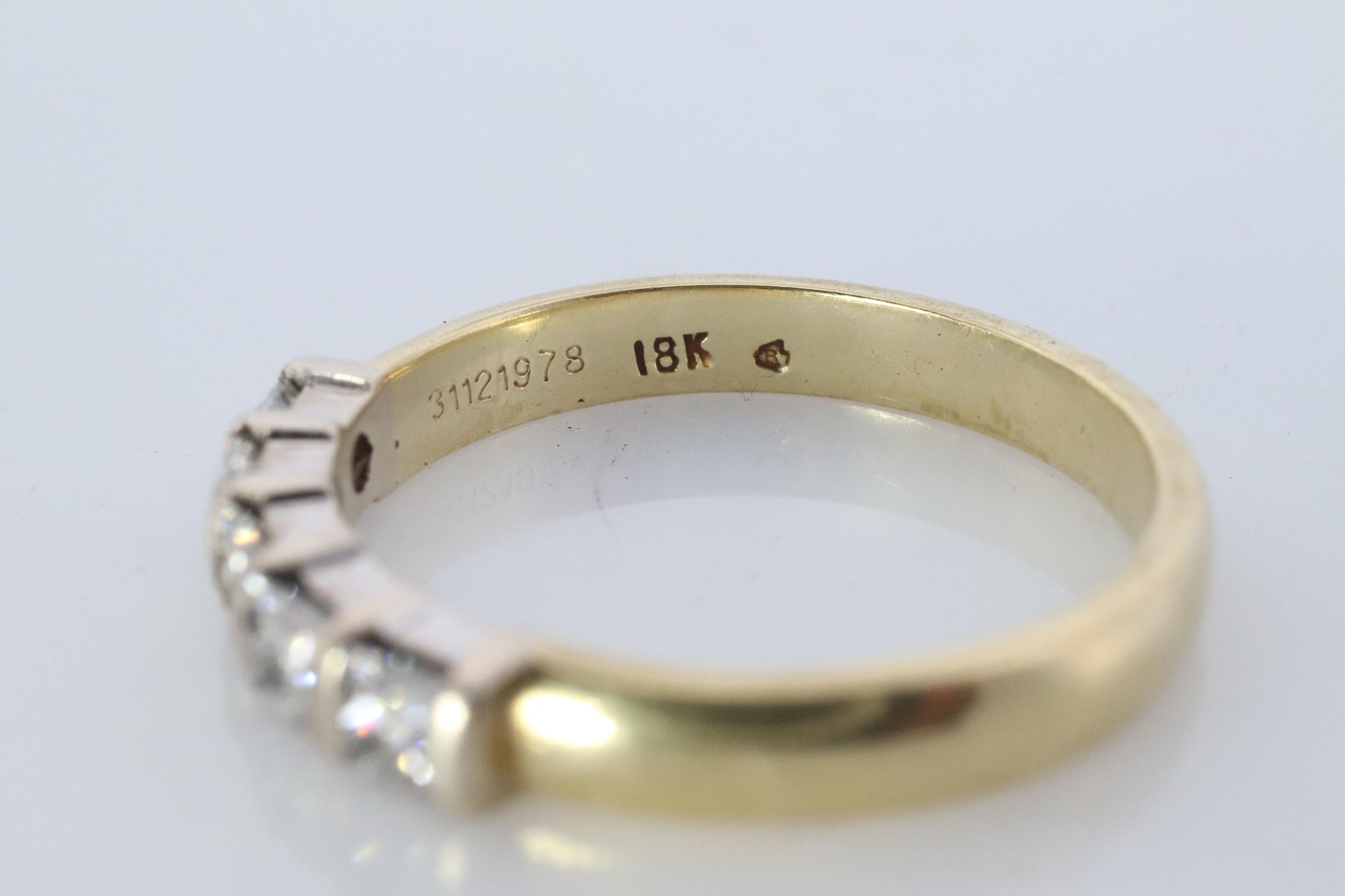 18K YG Princess Cut Diamond Anniversary Band. 18K Diamond Eternity Wedding Band
