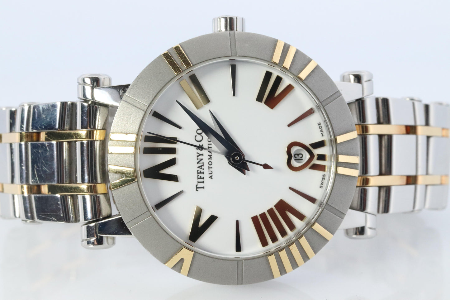 Tiffany and Co Watch. 18k SS and Ceramic Tiffany Atlas Automatic Ladies Watch.