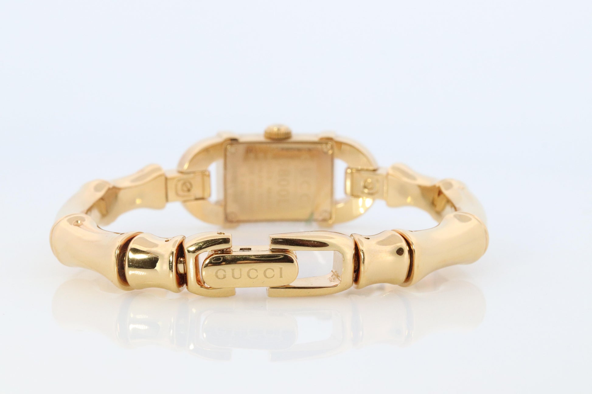 Vintage GUCCI Bangle 6800L Watch Gucci Ladies Bangle Gold Tone Bamboo Wristwatch