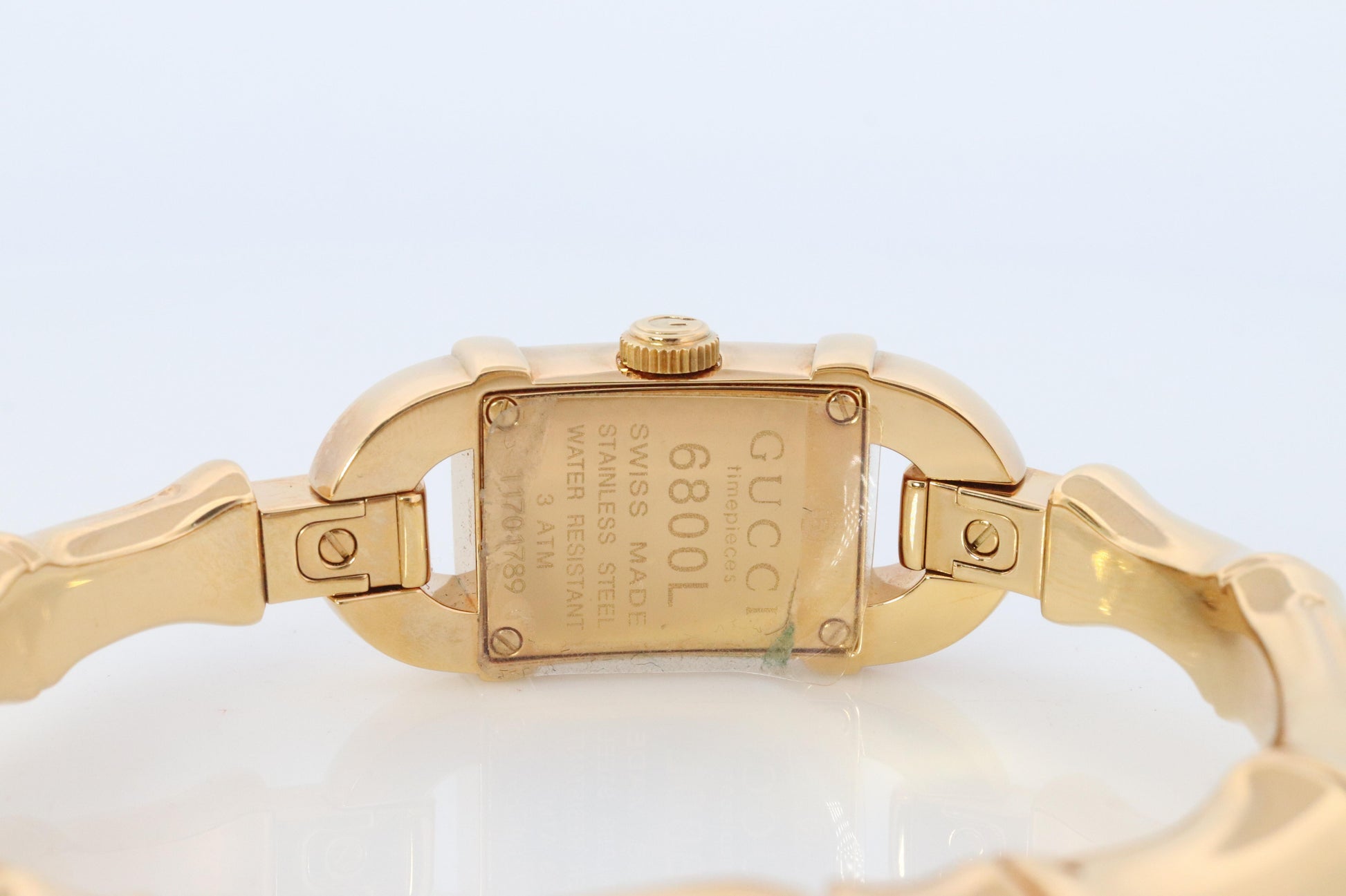Vintage GUCCI Bangle 6800L Watch Gucci Ladies Bangle Gold Tone Bamboo Wristwatch