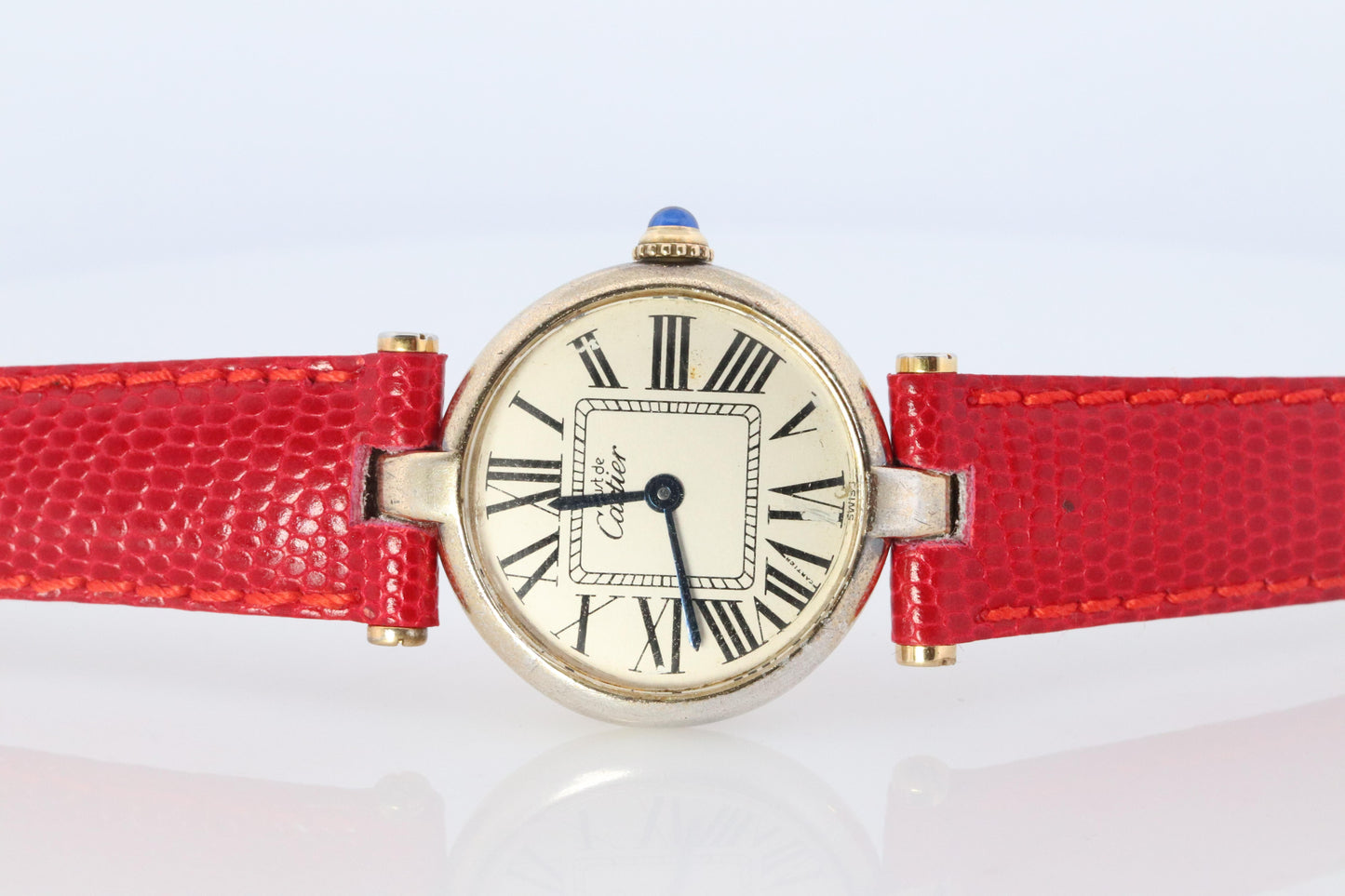 Genuine Cartier Watch. Must de Cartier Vendome Round Argent Vermeil White Face