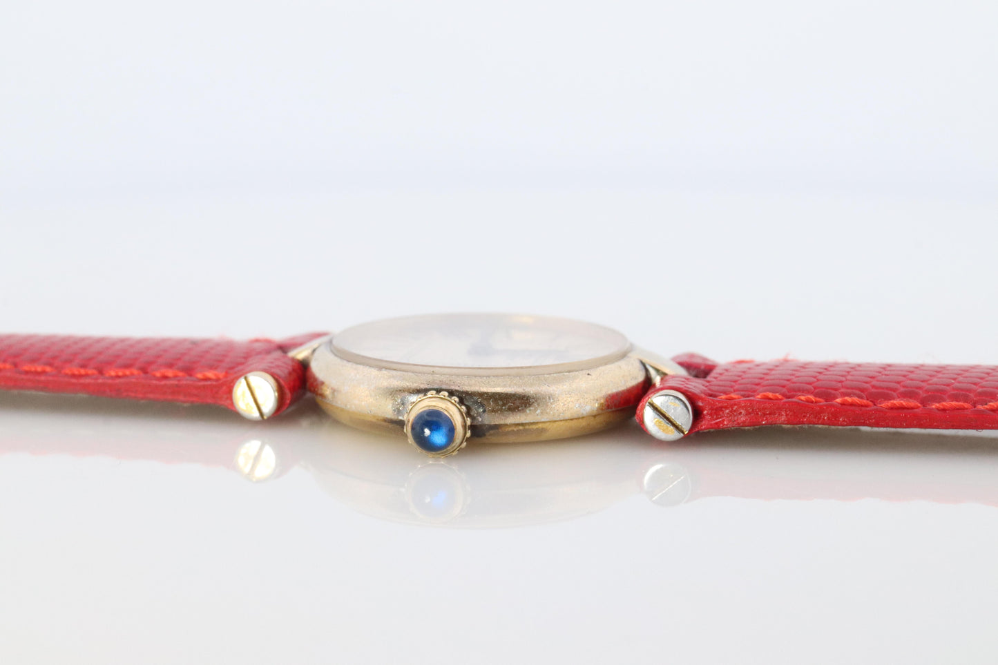 Genuine Cartier Watch. Must de Cartier Vendome Round Argent Vermeil White Face