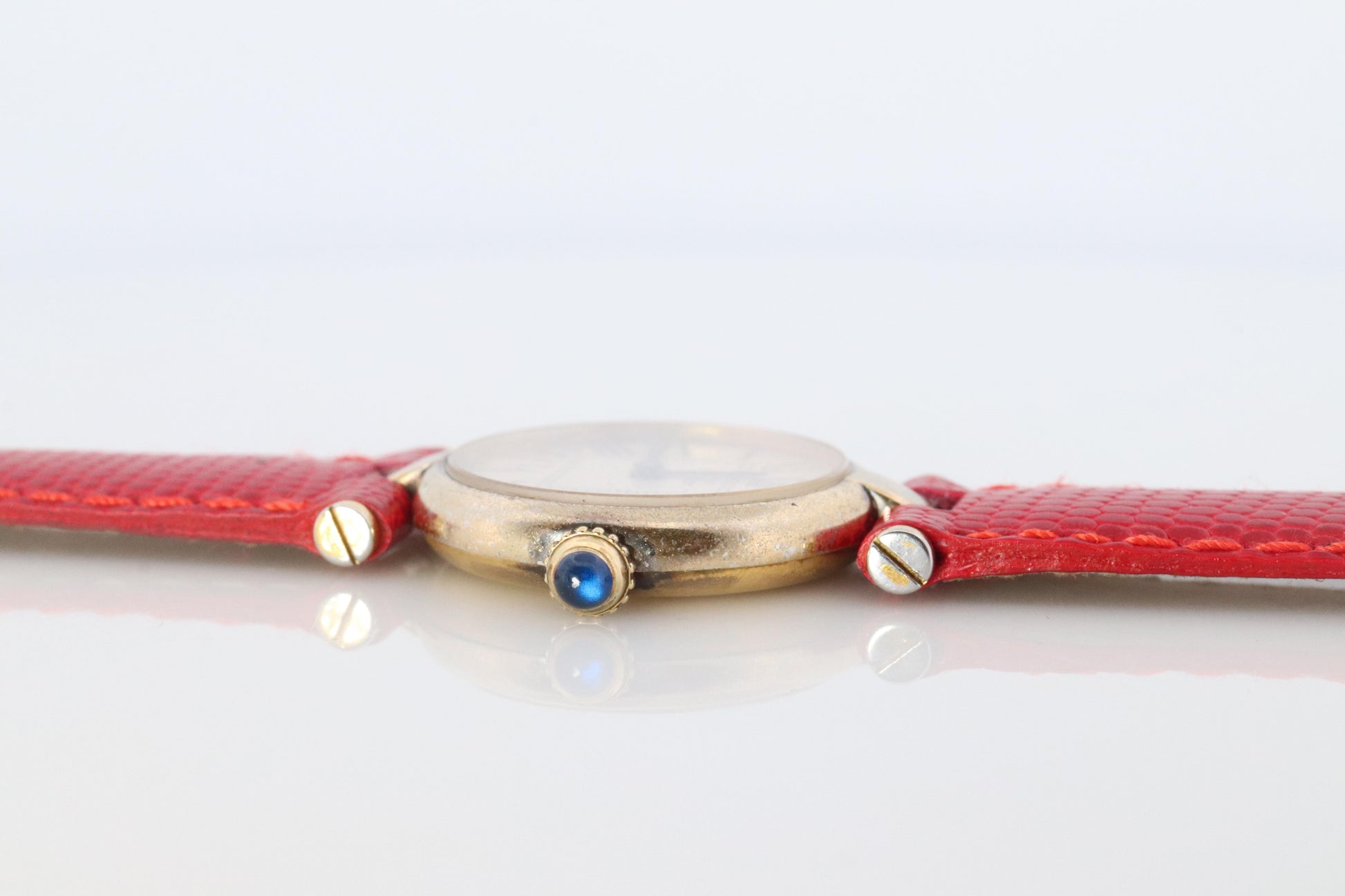 Genuine Cartier Watch. Must de Cartier Vendome Round Argent Vermeil White Face